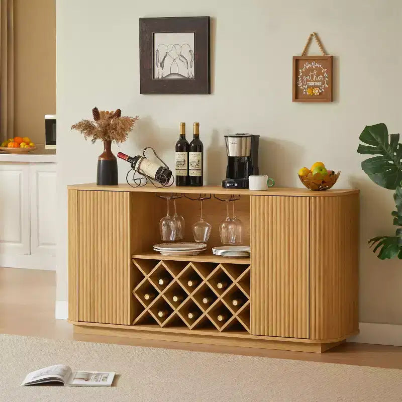 58 Modern Sideboard Buffet Cabinet, Coffee Bar Storage Cabinet with Adjustable Shelves, Bar Cabinet for Kitchen or Dining Room-Panipeachy