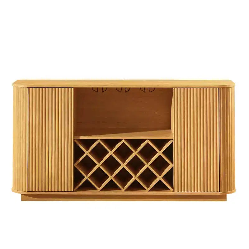 Credenza moderna ondulata da 58" con ripiani regolabili e ante senza maniglie