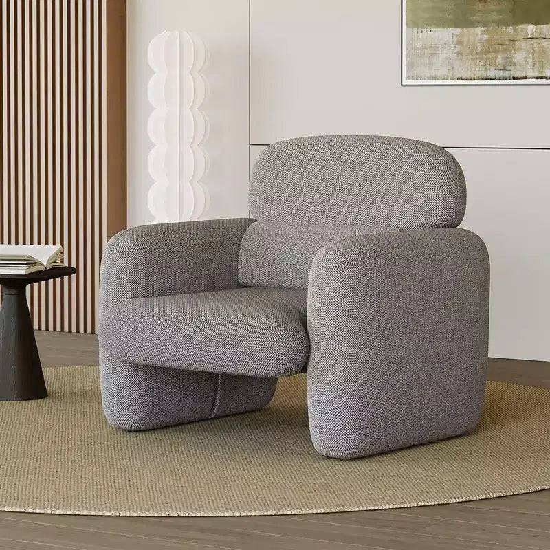 Poltrona moderna, Poltrona con struttura in legno, Comoda poltrona da lettura per soggiorno, camera da letto, appartamento, angolo, grigio