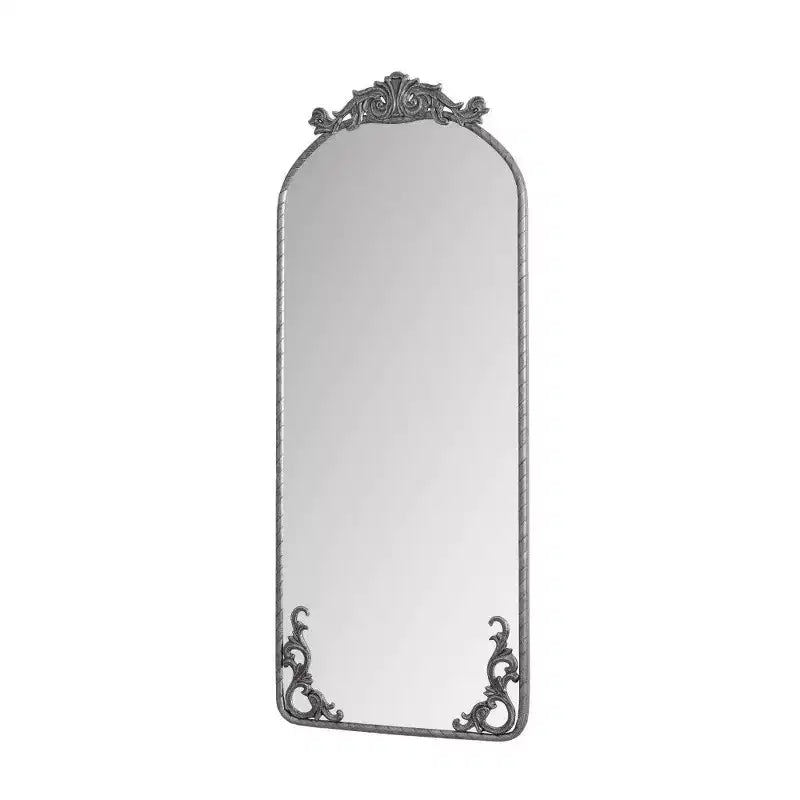 Specchio da parete ad arco a figura intera da 58" x 24" con pannello posteriore in MDF, cornice in ferro