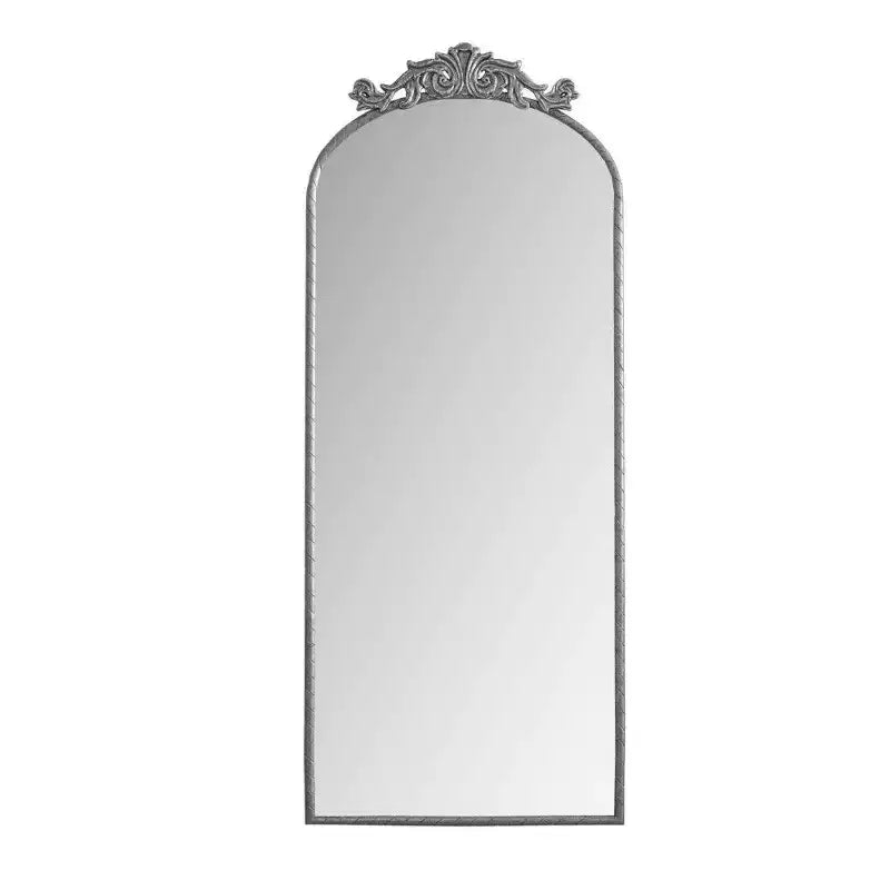 Specchio da parete ad arco a figura intera da 58" x 24" con pannello posteriore in MDF, cornice in ferro