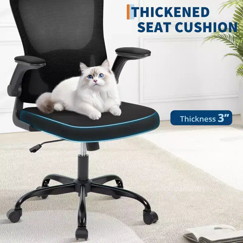 Sedia da ufficio ergonomica con schienale alto, supporto lombare regolabile, poggiatesta e braccioli ribaltabili, capacità 136 kg