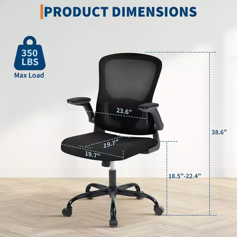Sedia da ufficio ergonomica con schienale alto, supporto lombare regolabile, poggiatesta e braccioli ribaltabili, capacità 136 kg