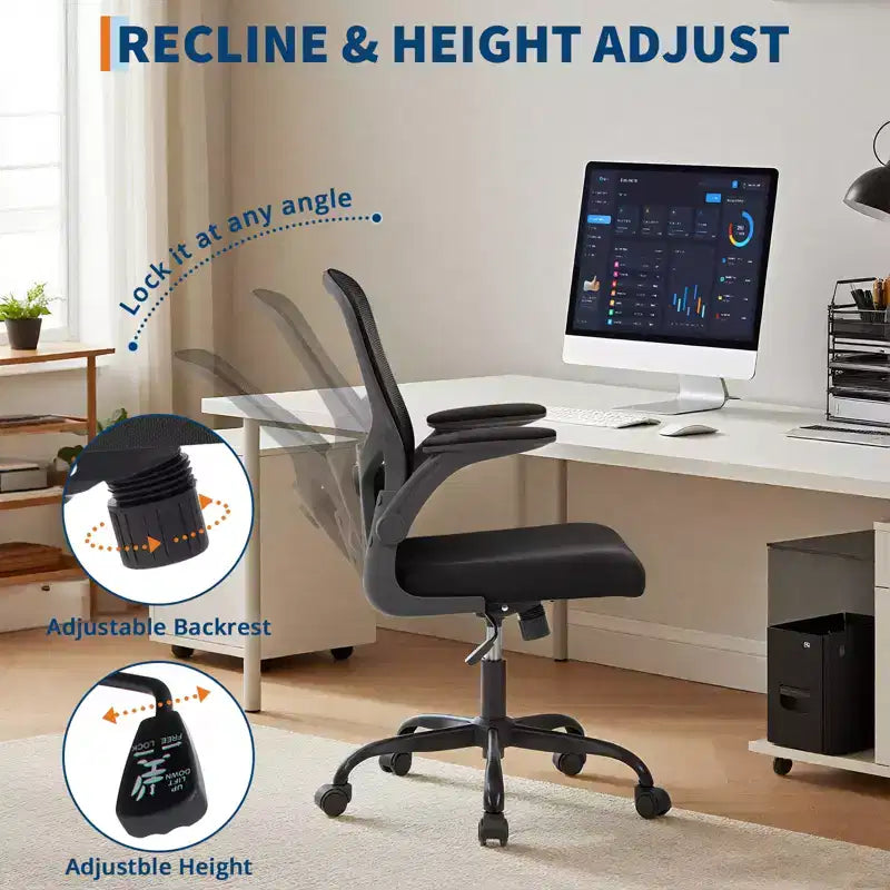 Sedia da ufficio ergonomica con schienale alto, supporto lombare regolabile, poggiatesta e braccioli ribaltabili, capacità 136 kg