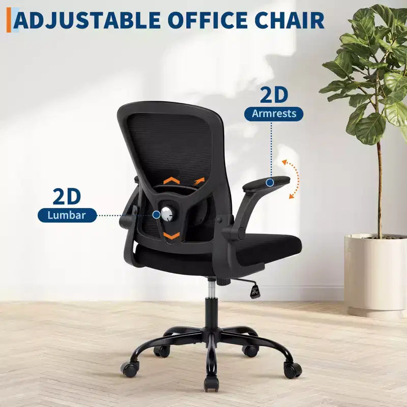 Sedia da ufficio ergonomica con schienale alto, supporto lombare regolabile, poggiatesta e braccioli ribaltabili, capacità 136 kg