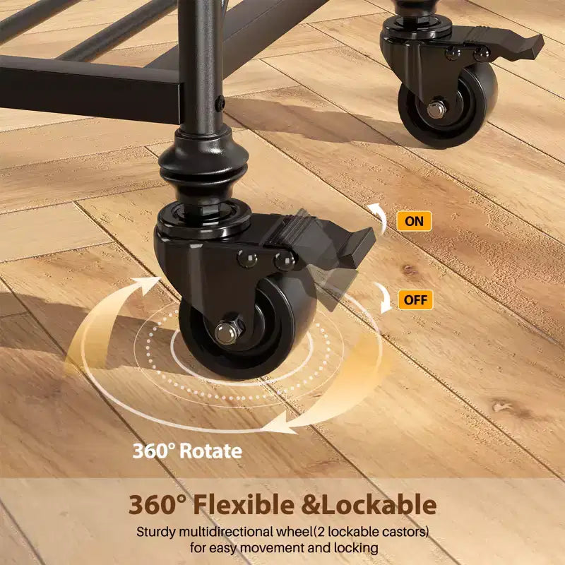 Carrello da Cucina a 3 Livelli con Ruote Bloccabili e Gambe in Tubo Industriale, 99 cm di Larghezza