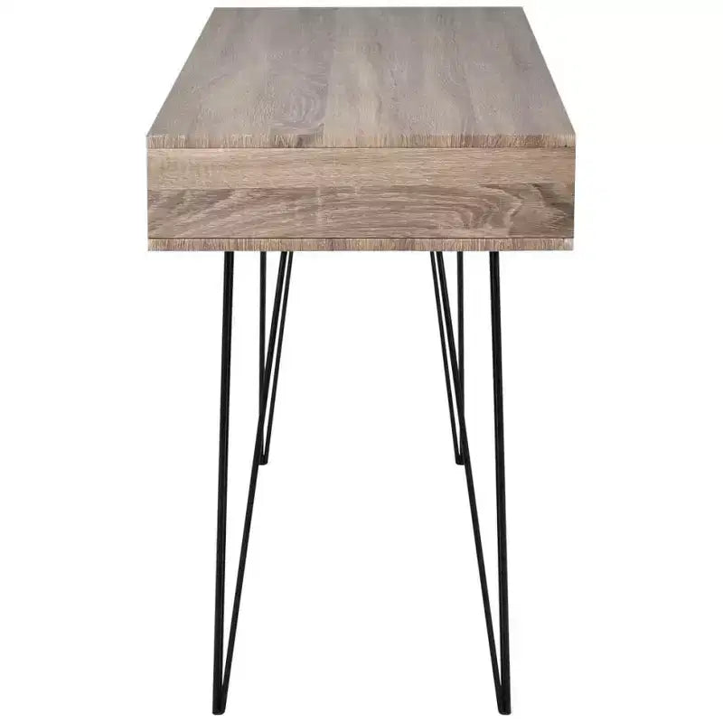 Scrivania grigia da 43" con 2 scomparti aperti e gambe a forcina in metallo nere, stile industriale moderno