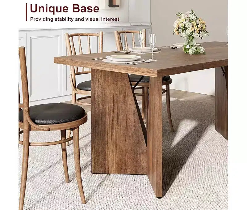 Tavolo da pranzo rettangolare da 180 cm per 6-8 persone, grande tavolo da cucina in stile rustico, tavolo da pranzo in legno con piano spesso e gambe piatte e robuste