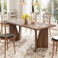71 Inch Rectangular Dining Table for 6-8 People, Farmhouse Large Kitchen Table, Wooden Dinner Table with Thickened Long Tabledesk & Sturdy Flat Legs