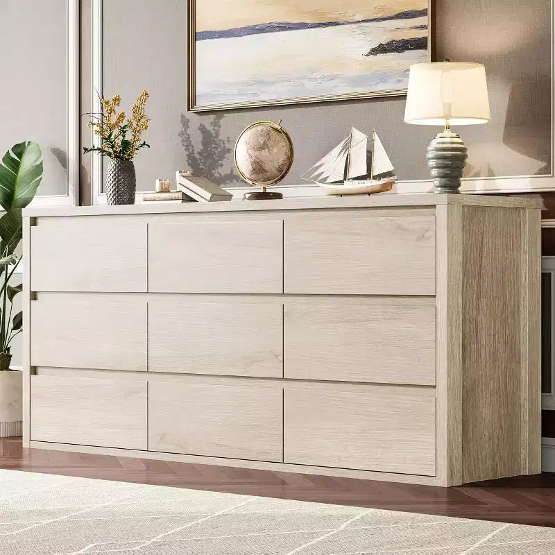 Cassettiera a 9 cassetti per camera da letto, Comò moderno e spazioso, Grande cassettiera in legno per soggiorno, corridoio, ingresso