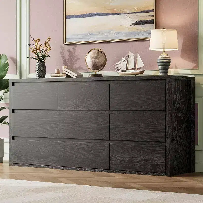 Cassettiera a 9 cassetti per camera da letto, Comò moderno e spazioso, Grande cassettiera in legno per soggiorno, corridoio, ingresso