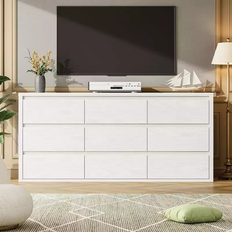 Cassettiera a 9 cassetti per camera da letto, Comò moderno e spazioso, Grande cassettiera in legno per soggiorno, corridoio, ingresso