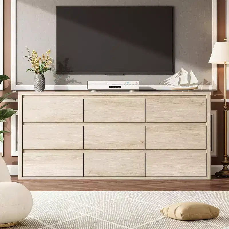 Cassettiera a 9 cassetti per camera da letto, Comò moderno e spazioso, Grande cassettiera in legno per soggiorno, corridoio, ingresso