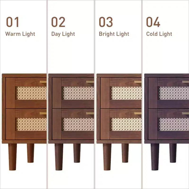 Mobile TV da 86" per TV fino a 90", Luci LED Controllabili da App, Ante in Rattan, 2 Cassetti e Vano con Ante in Vetro, Marrone