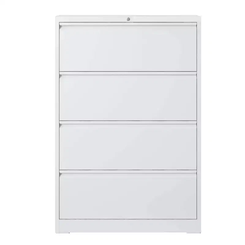 Cassettiera Portadocumenti in Acciaio Laterale Bianca da 52" con Serratura, 4 Cassetti, Capacità 200 kg, Adatta per Formati Legale/Lettera/A4/F4
