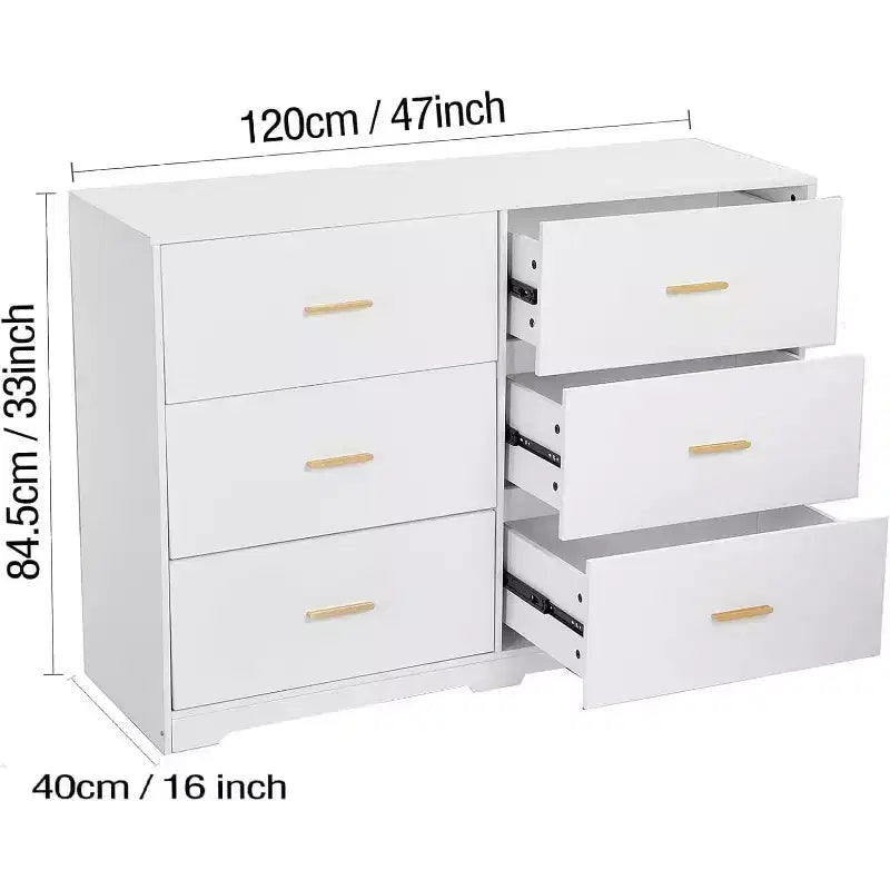 Cassettiera a 6 cassetti, Cassettiera moderna Struttura resistente con cassetti profondi, Dispositivo antiribaltamento per casa, ufficio, soggiorno