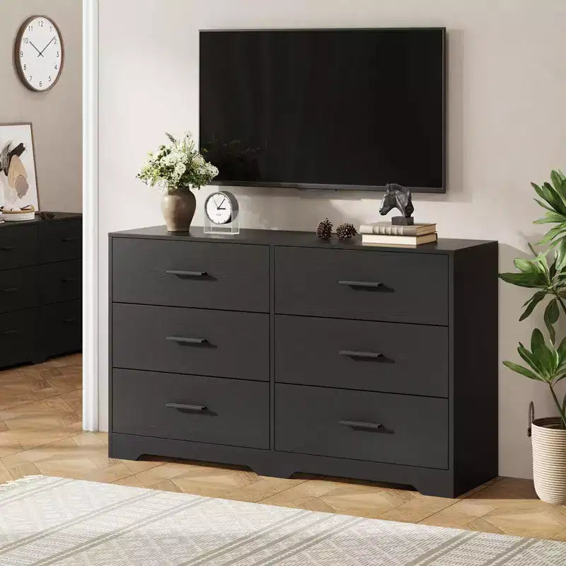 Cassettiera a 6 cassetti, Cassettiera moderna Struttura resistente con cassetti profondi, Dispositivo antiribaltamento per casa, ufficio, soggiorno