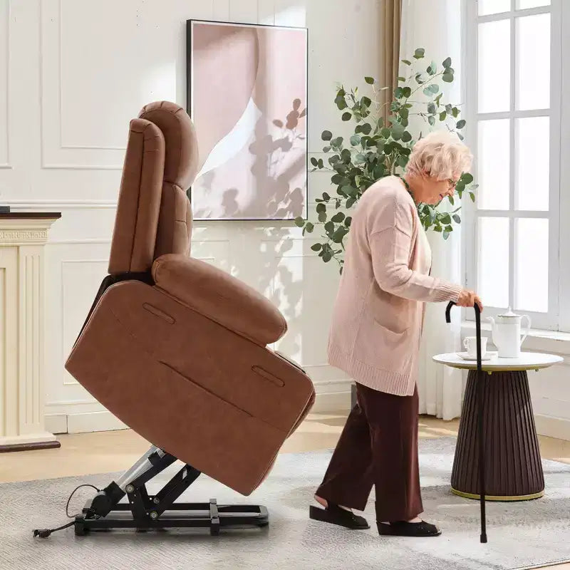 Poltrona Reclinabile Elettrica Extra Large da 42" con Massaggio, Riscaldamento, Doppi Portabicchieri e Tasche Laterali, in Pelle PU