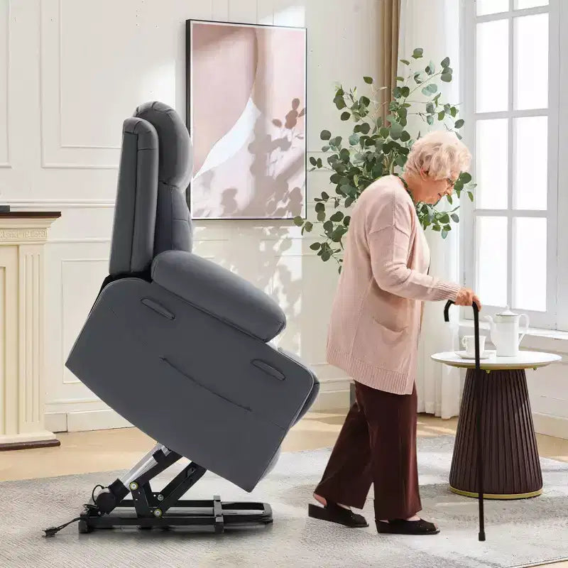 Poltrona Reclinabile Elettrica Extra Large da 42" con Massaggio, Riscaldamento, Doppi Portabicchieri e Tasche Laterali, in Pelle PU