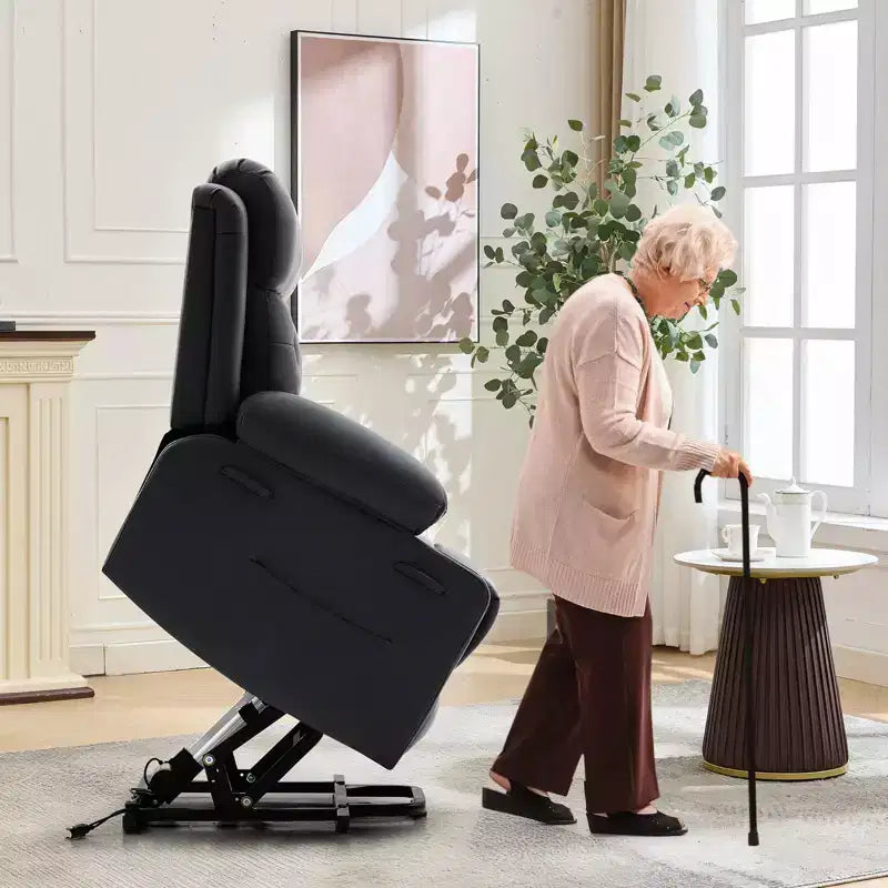 Poltrona Reclinabile Elettrica Extra Large da 42" con Massaggio, Riscaldamento, Doppi Portabicchieri e Tasche Laterali, in Pelle PU