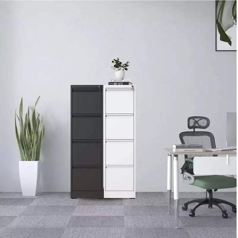 Armadio schedario verticale in acciaio bianco da 52" con serratura, 4 cassetti ad estrazione completa, adatto per A4/Legal/Letter