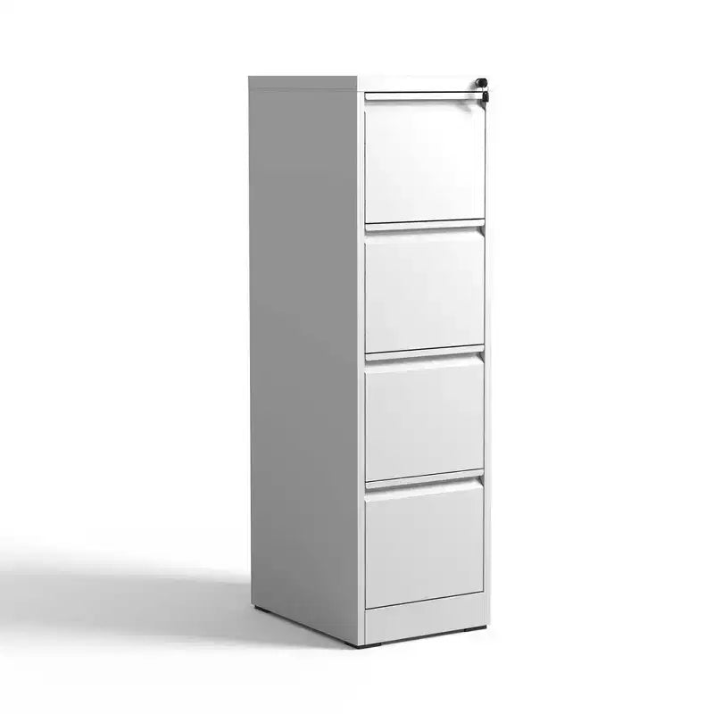 Armadio schedario verticale in acciaio bianco da 52" con serratura, 4 cassetti ad estrazione completa, adatto per A4/Legal/Letter