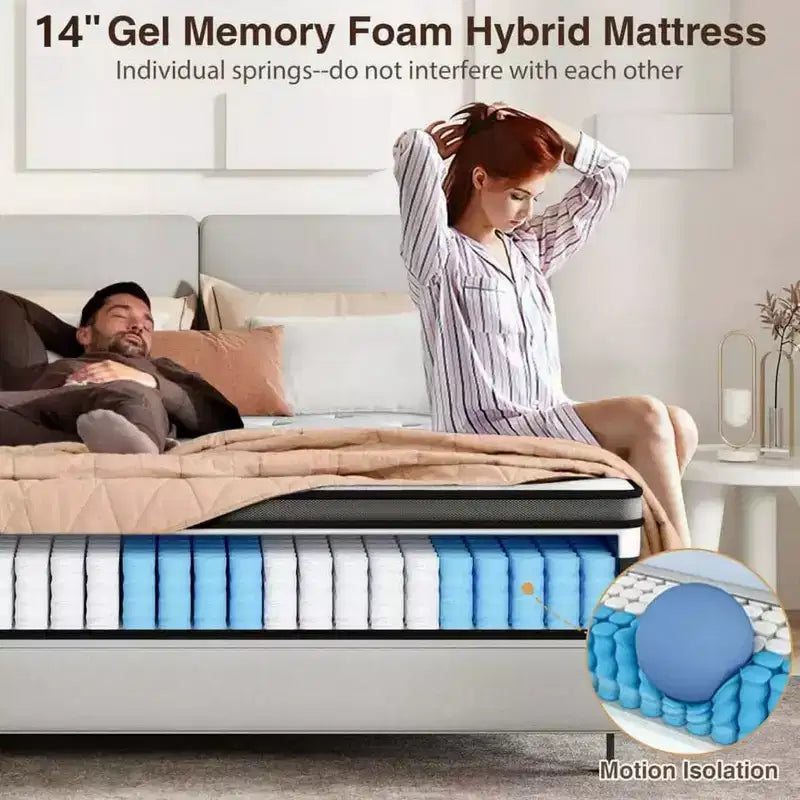 Materasso Queen in Offerta, Materasso Ibrido Queen Size con Supporto Confortevole, Materassi da Letto con Molle Insacchettate Indipendenti per l'Isolamento del Movimento