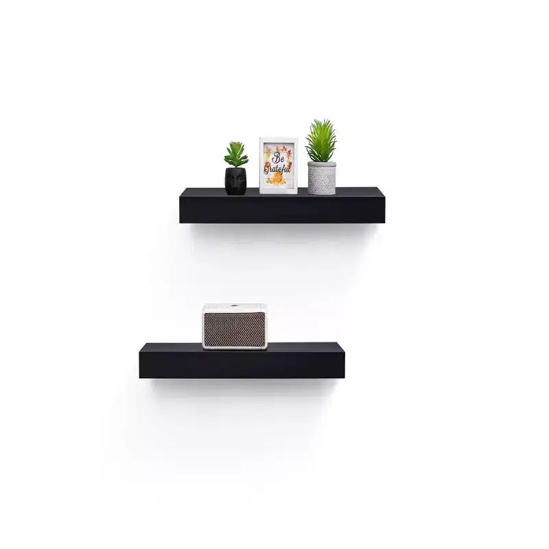 18.11 Mensola galleggiante nera in legno, con staffa invisibile, perfetta per l'arredo di bagno/camera da letto/cucina o come espositore per libri/piante, facile da installare.