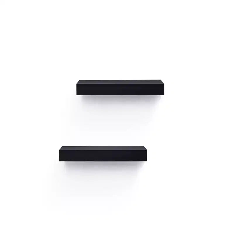 18.11 Mensola galleggiante nera in legno, con staffa invisibile, perfetta per l'arredo di bagno/camera da letto/cucina o come espositore per libri/piante, facile da installare.