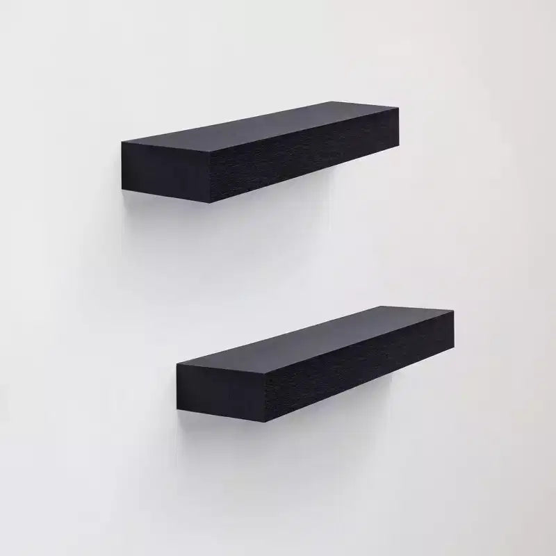 18.11 Mensola galleggiante nera in legno, con staffa invisibile, perfetta per l'arredo di bagno/camera da letto/cucina o come espositore per libri/piante, facile da installare.
