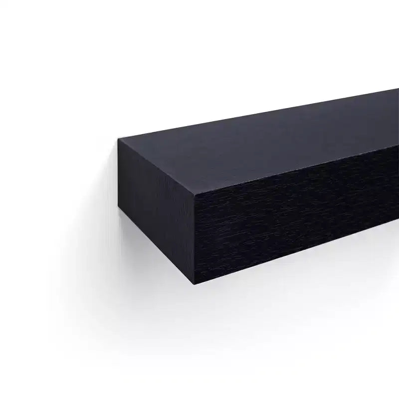 18.11 Mensola galleggiante nera in legno, con staffa invisibile, perfetta per l'arredo di bagno/camera da letto/cucina o come espositore per libri/piante, facile da installare.