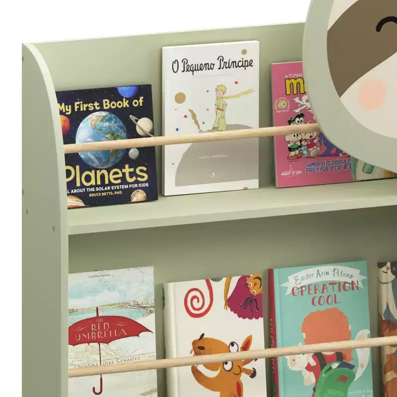 Libreria a forma di bradipo per bambini, espositore per libri per bambini con 3 ripiani, design a forma di animale carino, libreria in legno per la cameretta dei giochi