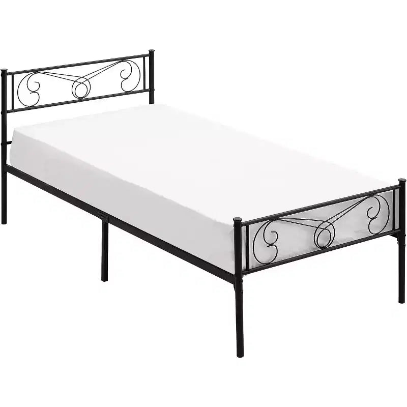 Letti a castello per bambini, Struttura letto a piattaforma in metallo con testiera e pediera, Supporto a doghe per letto resistente, Non richiede box spring, Silenzioso, Nero
