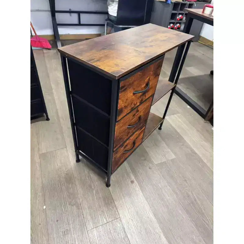 Cassettiera a 3 cassetti con ripiano aperto, supporto per stampante in legno con contenitore, schedario in tessuto per documenti A4/lettere per ufficio domestico