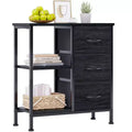 3 Drawer File Cabinet with Open Shelf, Wood Printer Stand with Storage, Fabric Filing Cabinet Fits A4/Letter Size Documents for Home Office