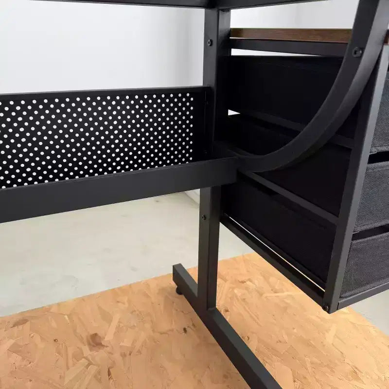 Tavolo da Disegno Regolabile in Altezza con Sgabello e 3 Cassetti, Inclinazione 0-75°, Nero