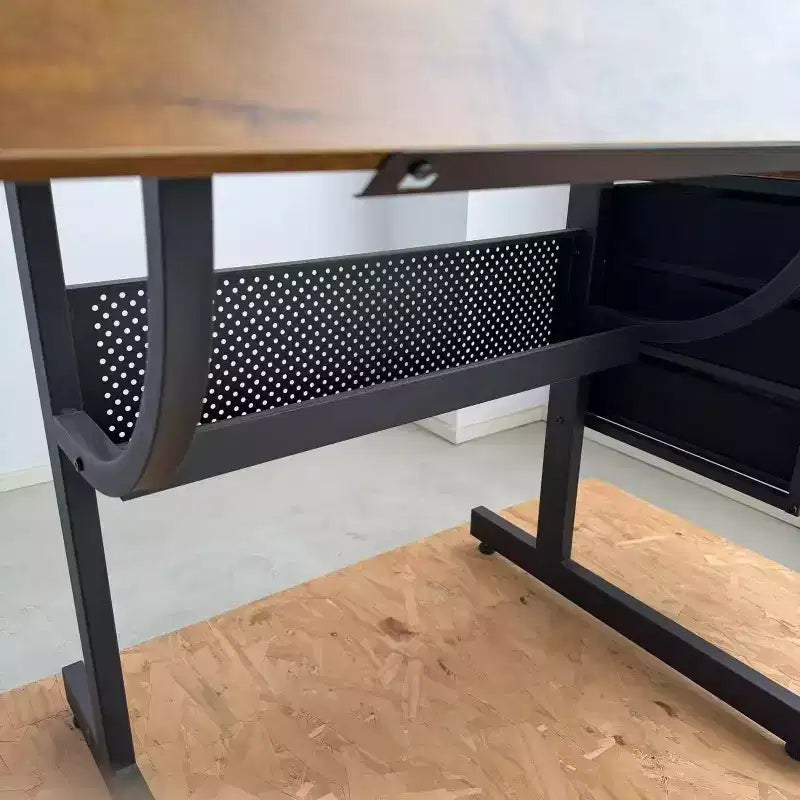 Tavolo da Disegno Regolabile in Altezza con Sgabello e 3 Cassetti, Inclinazione 0-75°, Nero