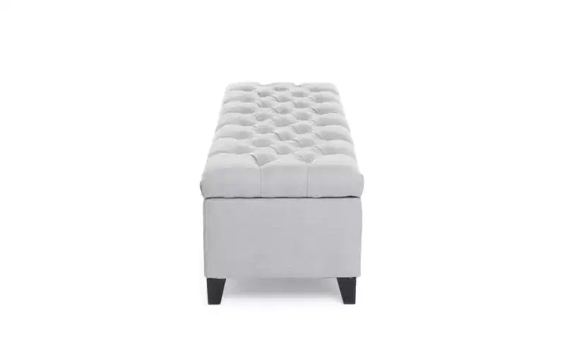Panca Pouf Contenitore Capitonnè da 51" con Cuciture a Rombo, Contenitore Nascosto e Gambe Robuste