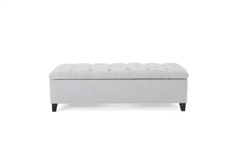 Panca Pouf Contenitore Capitonnè da 51" con Cuciture a Rombo, Contenitore Nascosto e Gambe Robuste