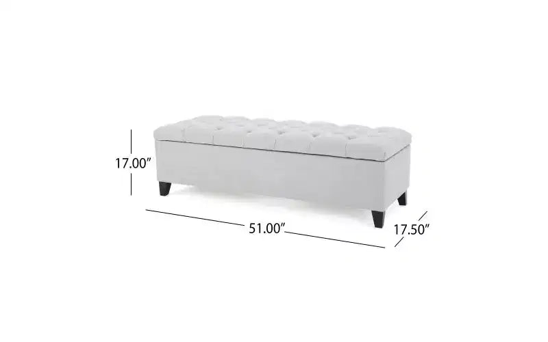 Panca Pouf Contenitore Capitonnè da 51" con Cuciture a Rombo, Contenitore Nascosto e Gambe Robuste