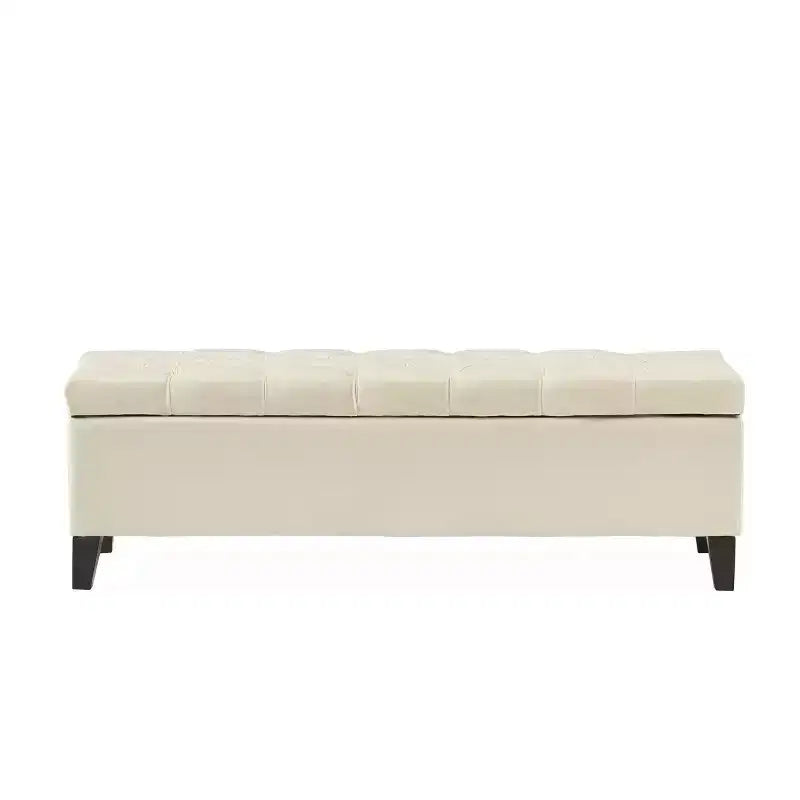 Panca Pouf Contenitore Capitonnè da 51" con Cuciture a Rombo, Contenitore Nascosto e Gambe Robuste