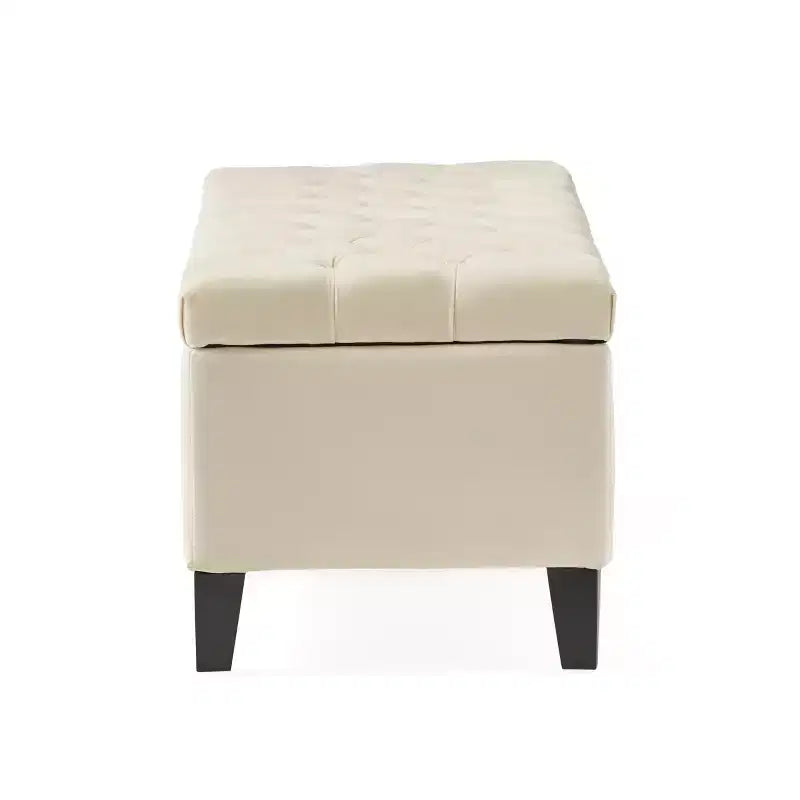 Panca Pouf Contenitore Capitonnè da 51" con Cuciture a Rombo, Contenitore Nascosto e Gambe Robuste