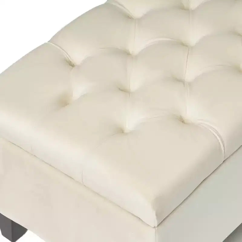 Panca Pouf Contenitore Capitonnè da 51" con Cuciture a Rombo, Contenitore Nascosto e Gambe Robuste