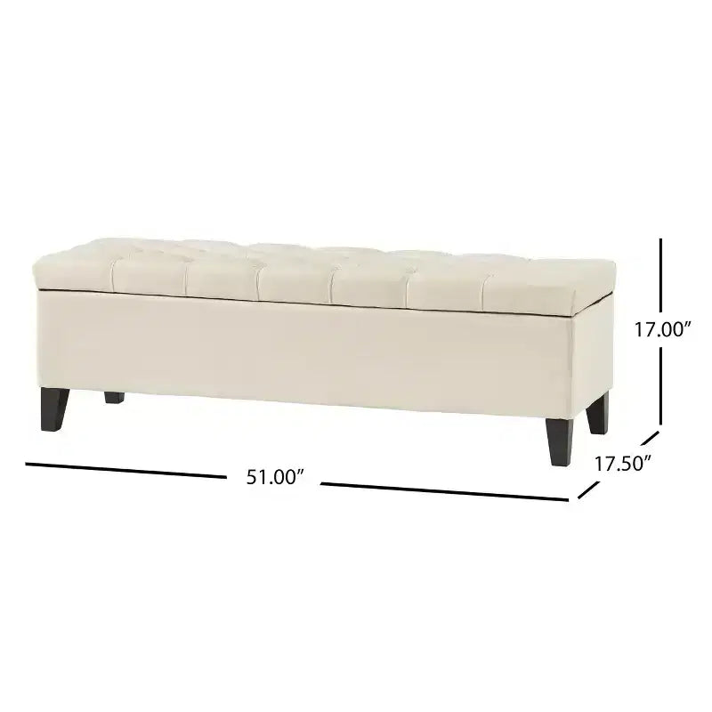 Panca Pouf Contenitore Capitonnè da 51" con Cuciture a Rombo, Contenitore Nascosto e Gambe Robuste