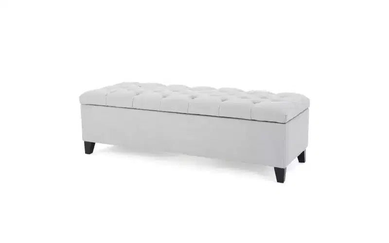 Panca Pouf Contenitore Capitonnè da 51" con Cuciture a Rombo, Contenitore Nascosto e Gambe Robuste
