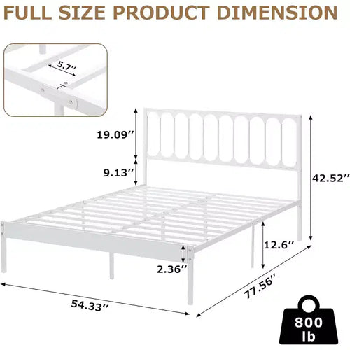 14 Inch Queen Bed Frame - 30 Minutes Assembly Metal Platform Bed Frame with Headboard, No Box Spring Needed - Modern Design, Non-Slip