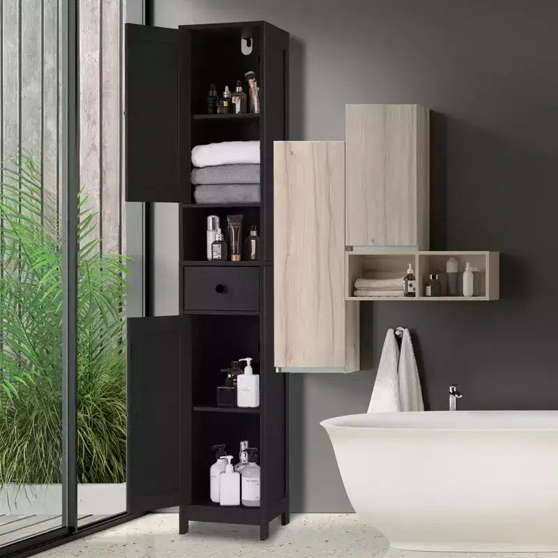 Armadietto da Bagno Alto 66,9", Organizer Stretto Indipendente con Ripiani Regolabili, Design Resistente all'Acqua, per Spazi Piccoli Cucina Ingresso,