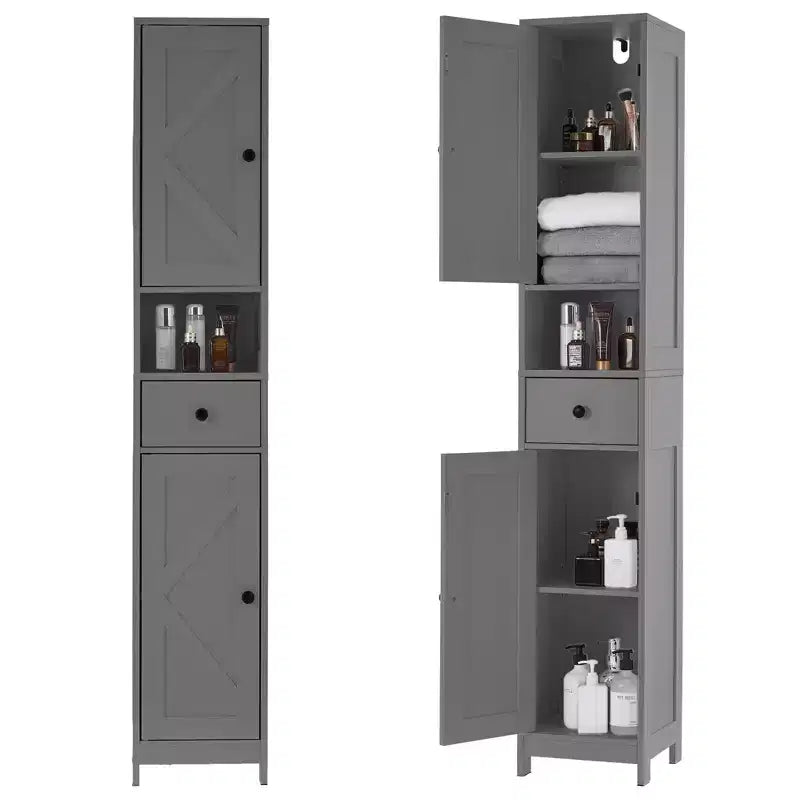 Armadietto da Bagno Alto 66,9", Organizer Stretto Indipendente con Ripiani Regolabili, Design Resistente all'Acqua, per Spazi Piccoli Cucina Ingresso,