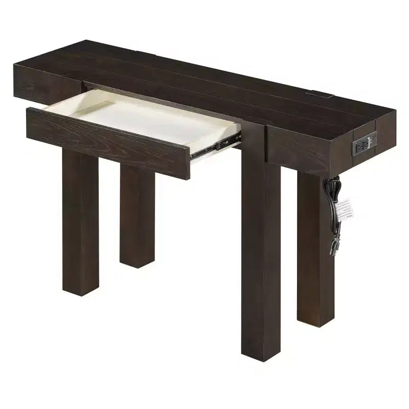 Consolle rustica minimalista da 47" con cassetto nascosto, porte USB e presa di corrente