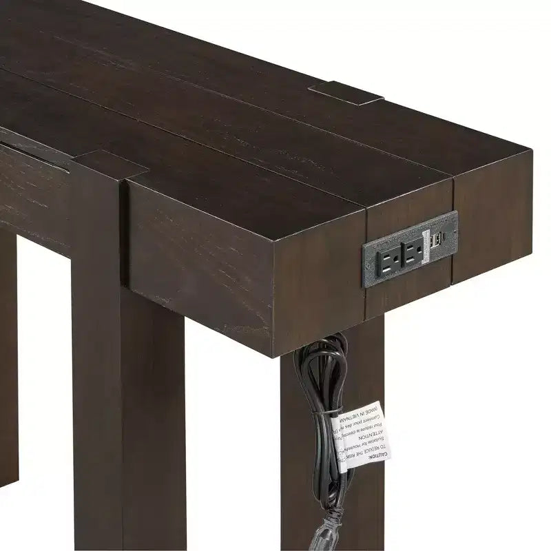 Consolle rustica minimalista da 47" con cassetto nascosto, porte USB e presa di corrente